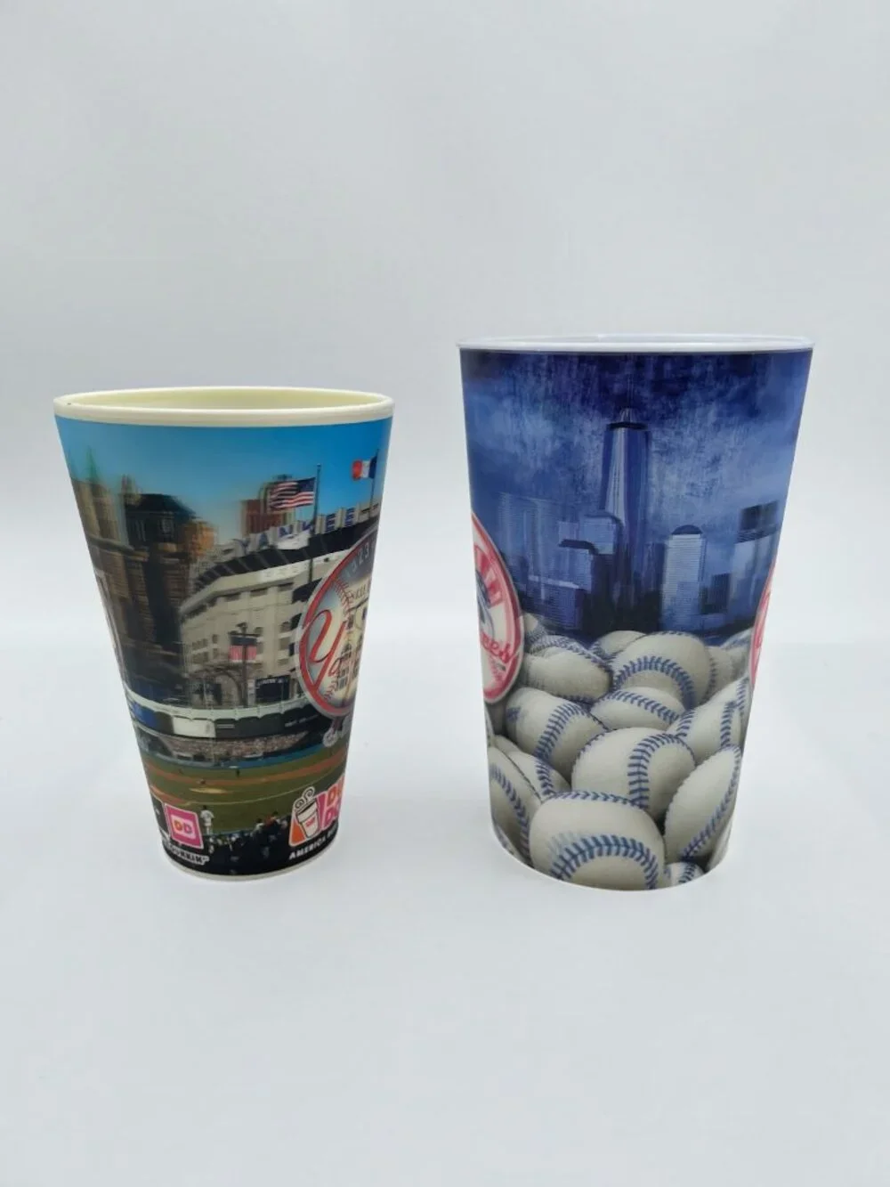 2 MLB NY Yankees Souvenir Plastic Beverage Cups Stadium 2008 2014 Holographic